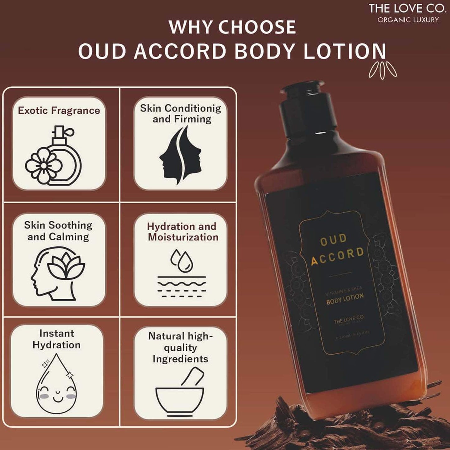 THE LOVE CO. Luxury Oud Accord Daily Moisturizing Body Lotion (250ml)