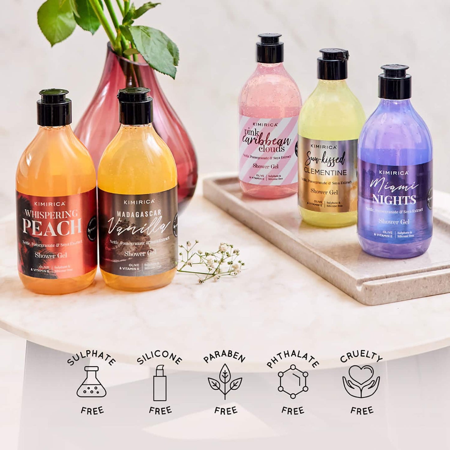 Kimirica Pink Caribbean Refreshing Shower Gel with Nourishing Olive Oil All Skin Type (300 ml)