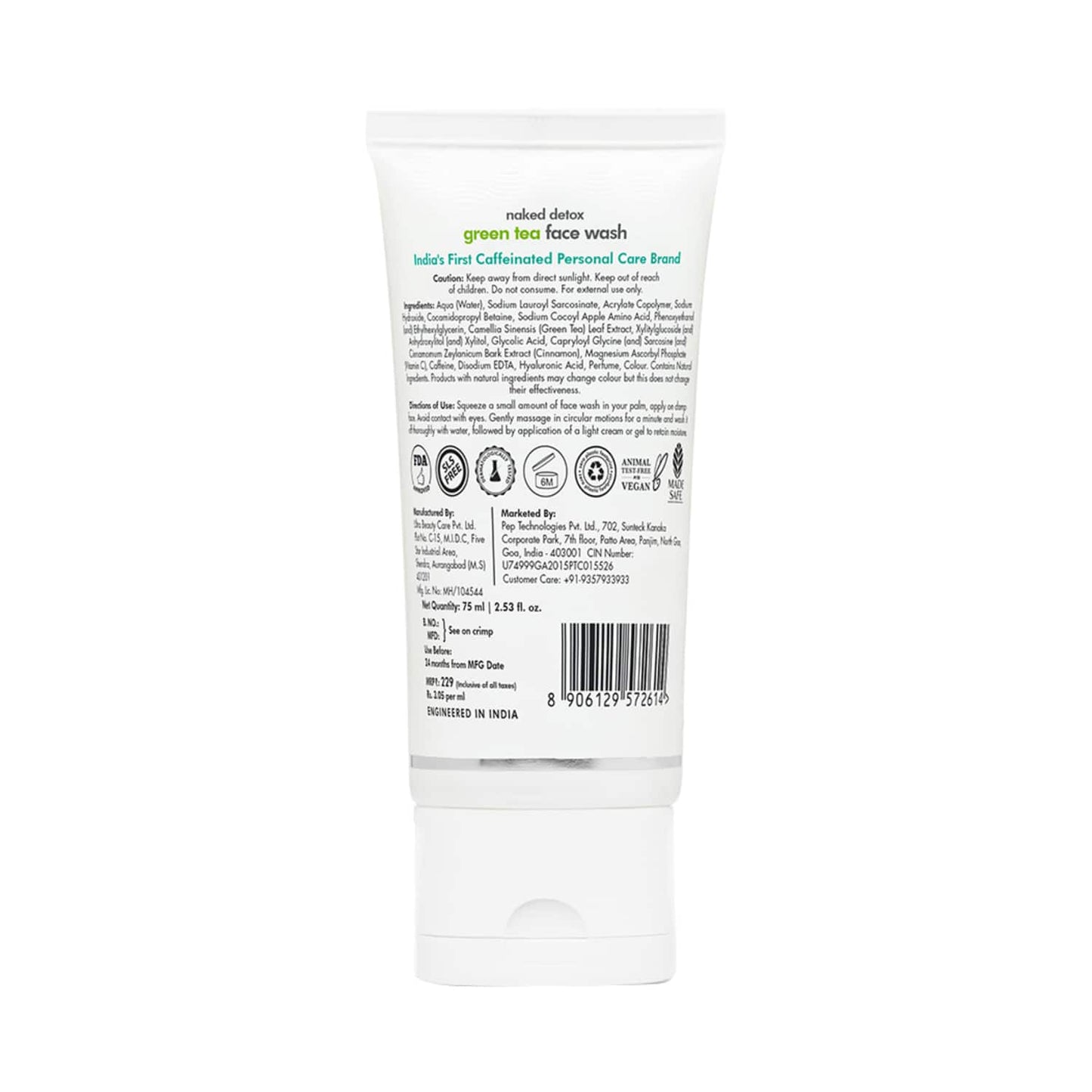 mCaffeine Green Tea Face Wash (75ml)