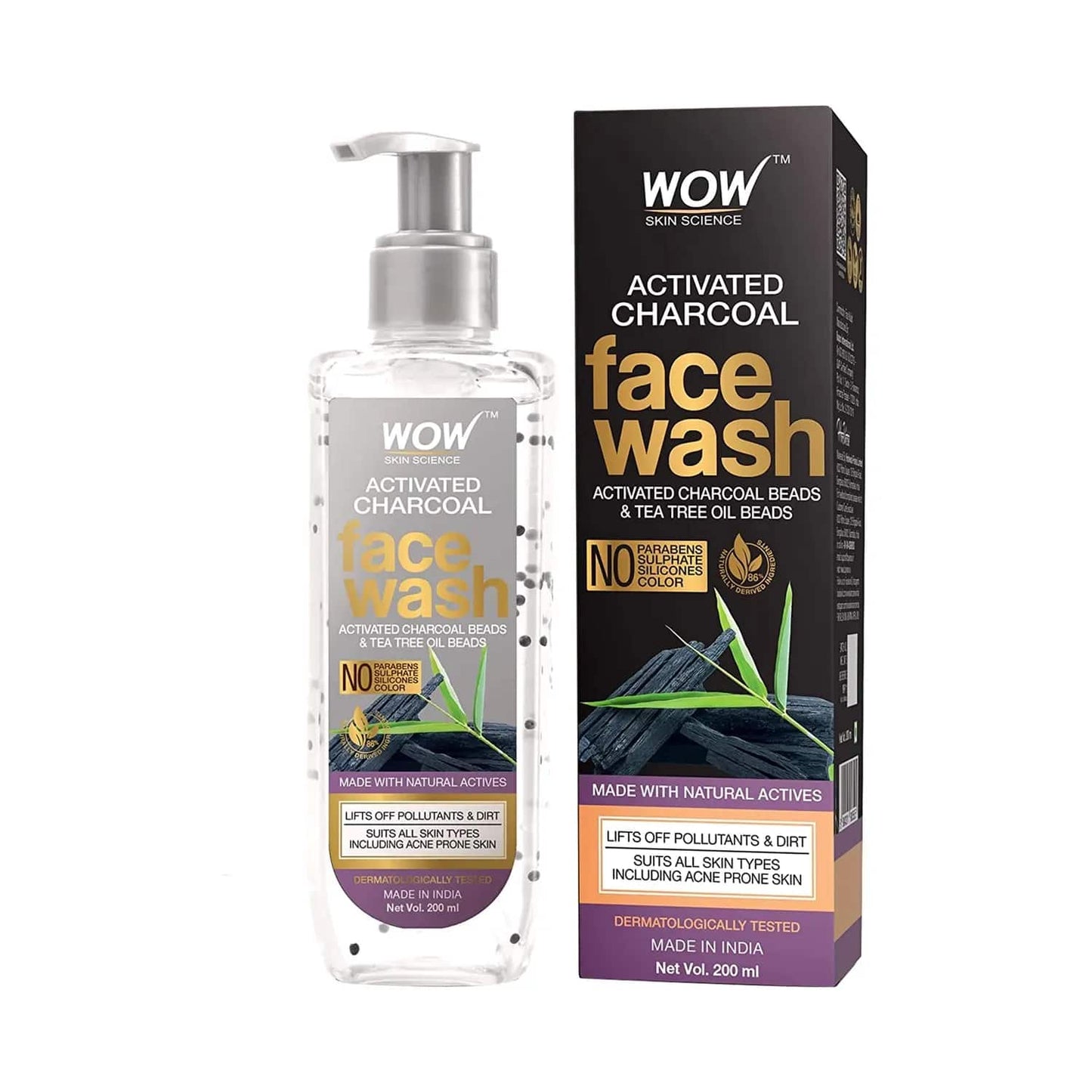 WOW SKIN SCIENCE Activated Charcoal Face Wash Bottle (200ml)