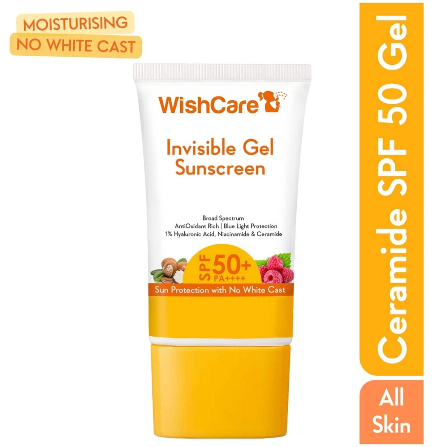 WishCare Invisible Gel Sunscreen SPF 50+ PA++++ - Broad Spectrum Protection with No White Cast (50 g)