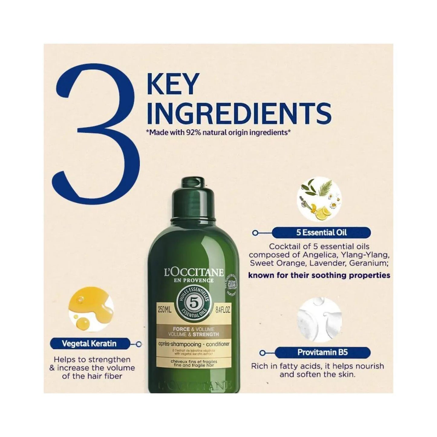 L'occitane Strength & Volume Conditioner - (250ml)