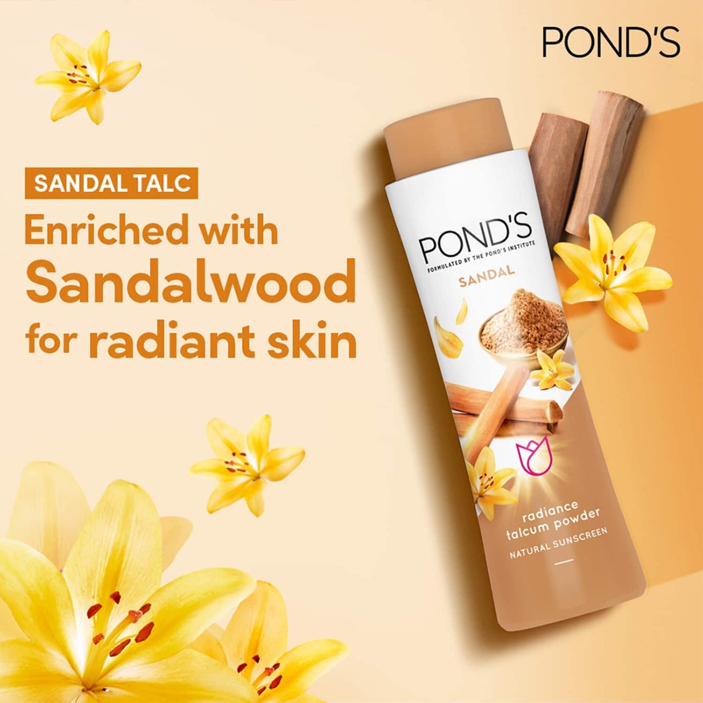 Pond's Sandal Radiance Talcum Powder Natural Sunscreen - (300g)