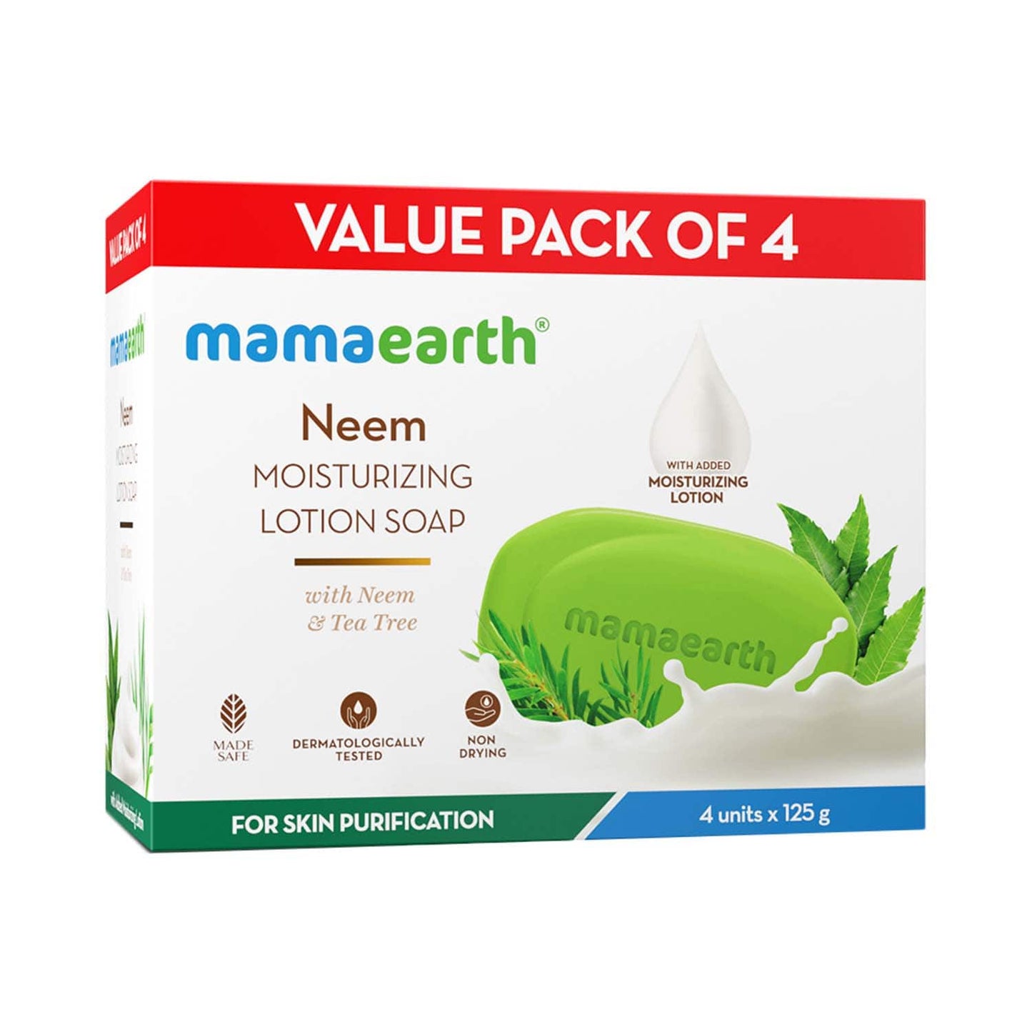 Mamaearth Neem Moisturizing Lotion Soap - (4 pcs)