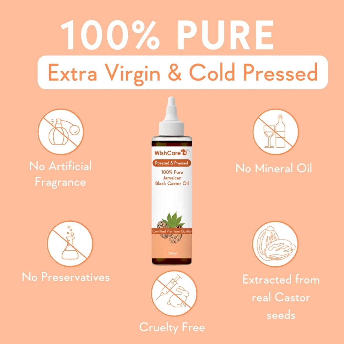 WishCare 100% Pure Cold Pressed Olive Oil & Black Castor Oil Combo - (200 ml each)