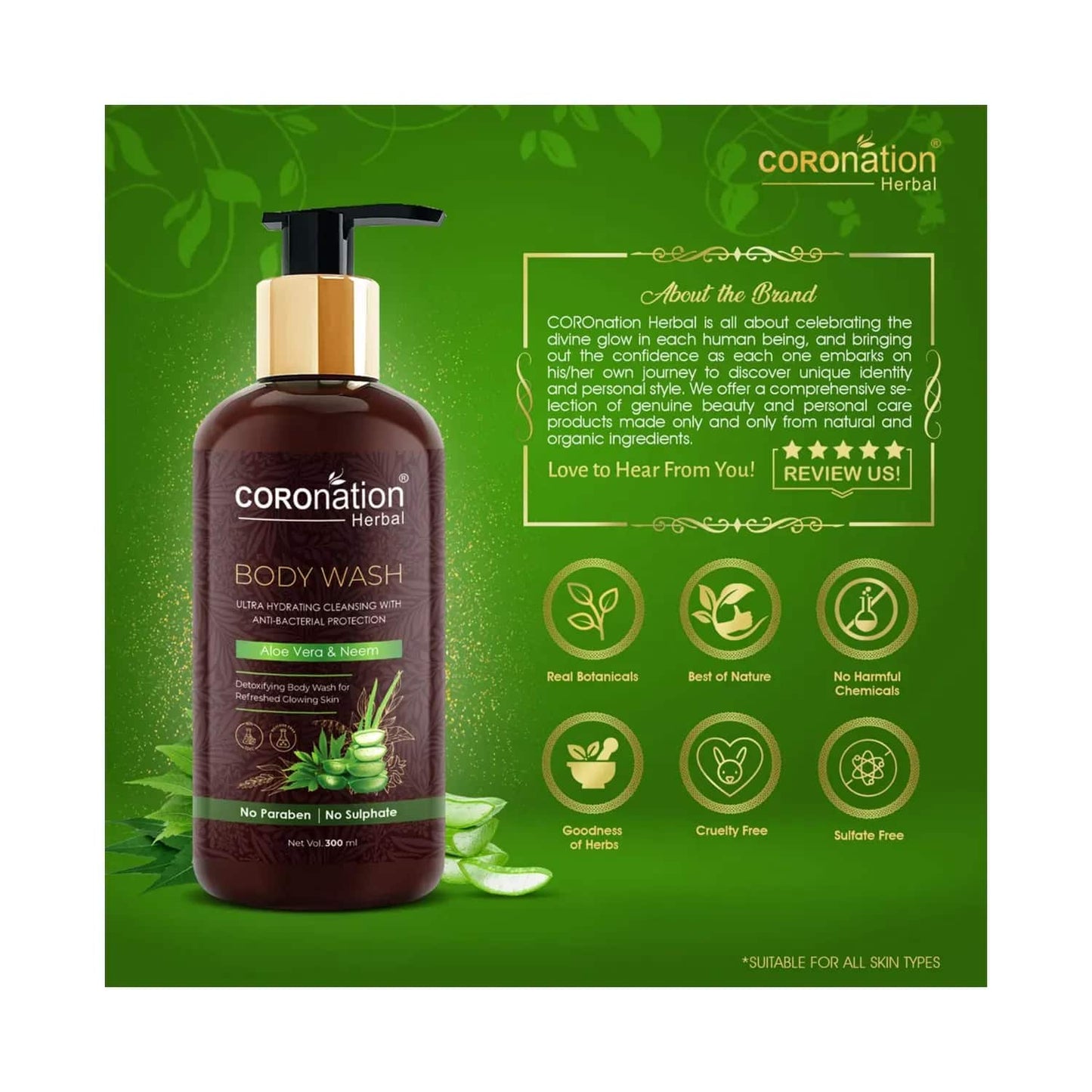 COROnation Herbal Aloe Vera & Neem Body Wash (300ml)