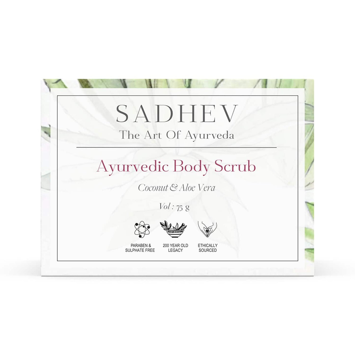 Sadhev Natural and Ayurvedic Coconut and Aloe Vera Body Scrub (75 g)