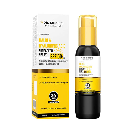 Dr. Sheth's Haldi & Hyaluronic Acid Sunscreen Spray With SPF 50+ PA+++ (50 g)