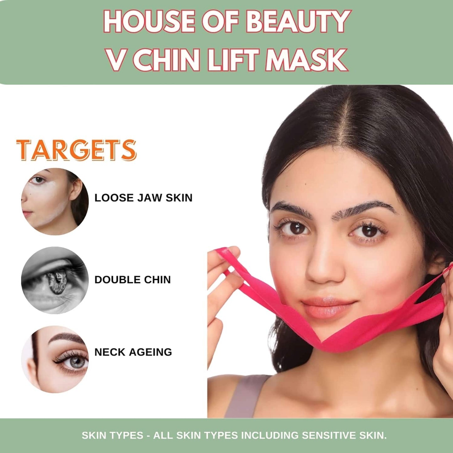 House of Beauty V Chin Uplifting Mask For Jawline, Double Chin Reduction W/T Collagen Gel (1 Pc)