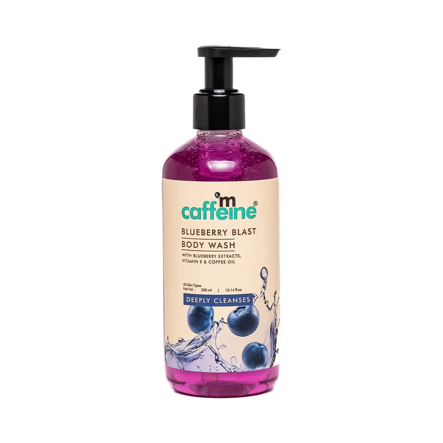 mCaffeine Blueberry Blast Body Wash, Fruity Fresh Blueberry Aroma,Deep Cleansing for Soft Skin (300ml)