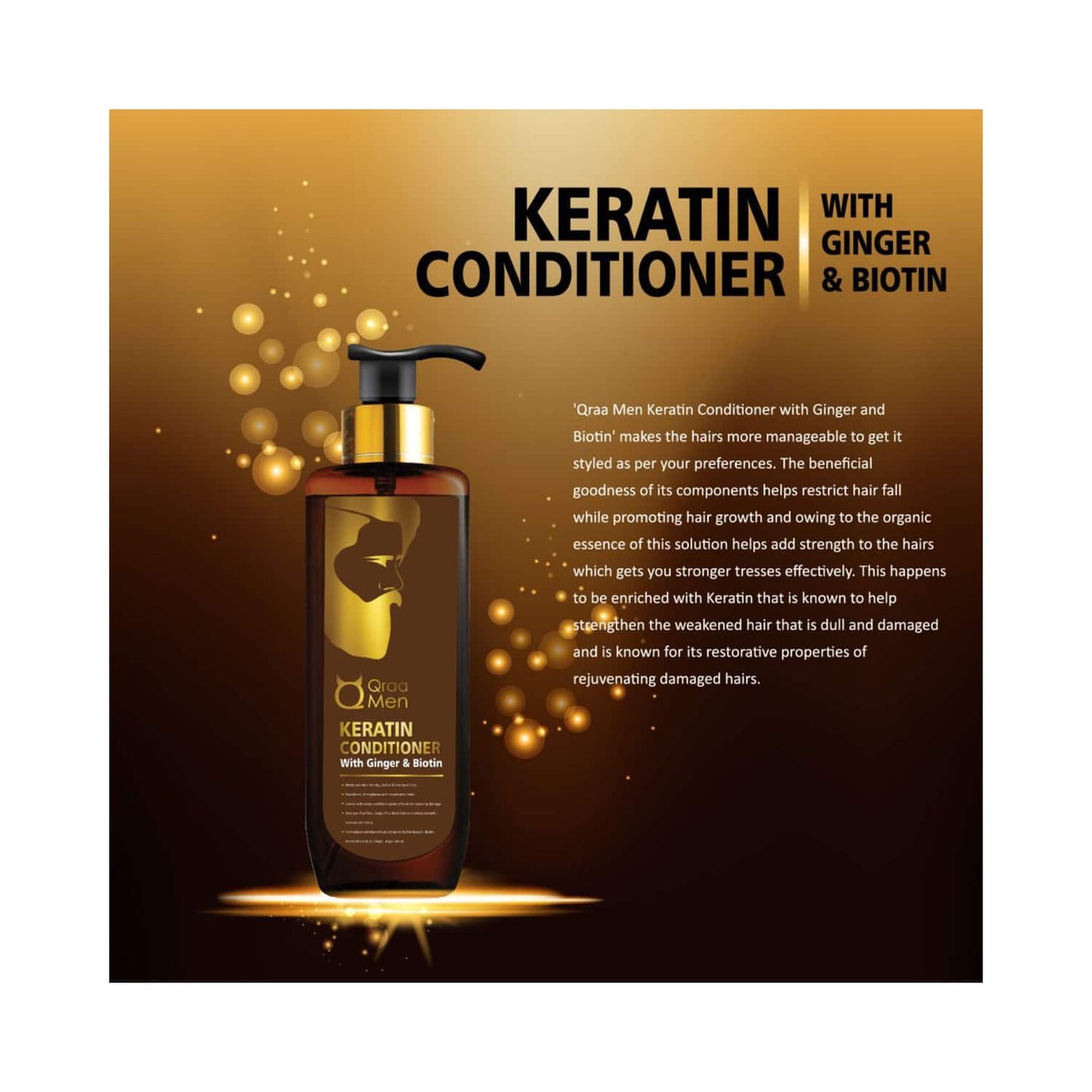 Qraamen Men Keratin Conditioner with Ginger and Biotin (200 ml)