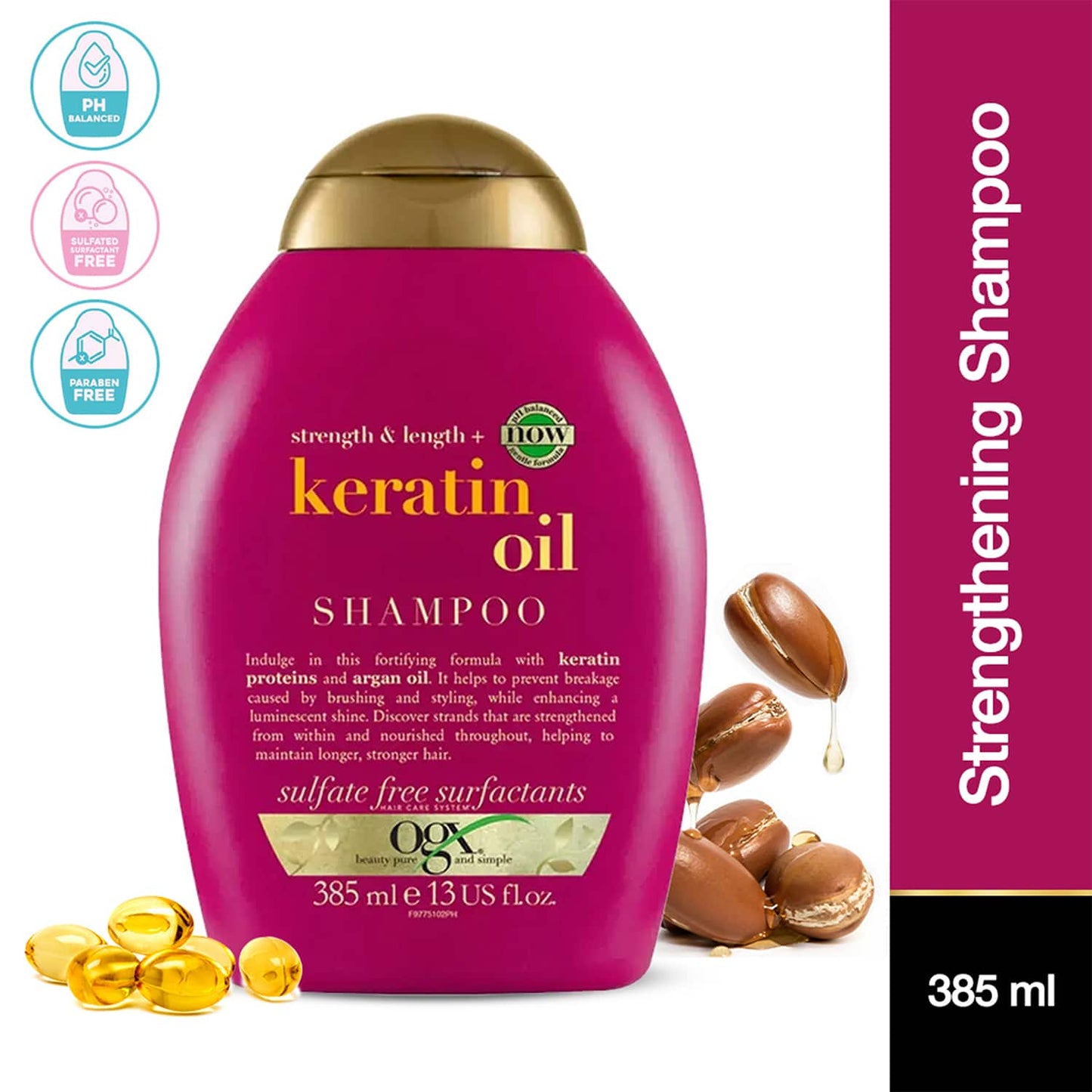 OGX Strength & Length Keratin Oil Shampoo (385ml)