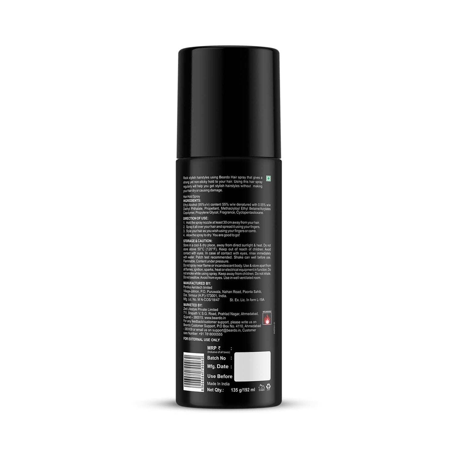 Beardo Strong Hold Hair Spray (192ml)