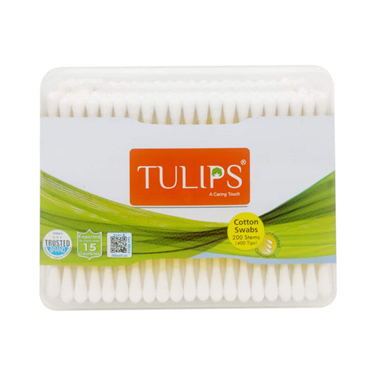 Tulips Cotton Swabs Flat Box - (200 Pcs)