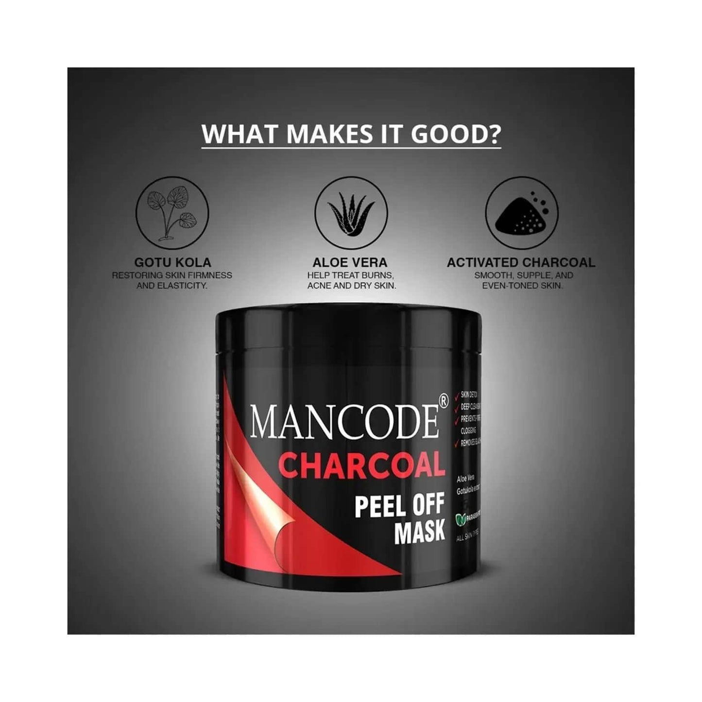 Mancode Charcoal Peel Off Mask - (100g)