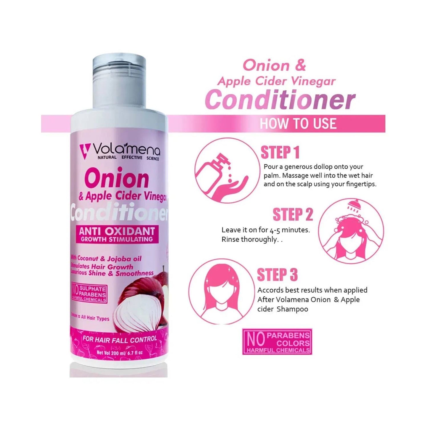 Volamena Onion Apple Cider Vinegar Conditioner With Antioxidant Growth Stimulating (200ml)