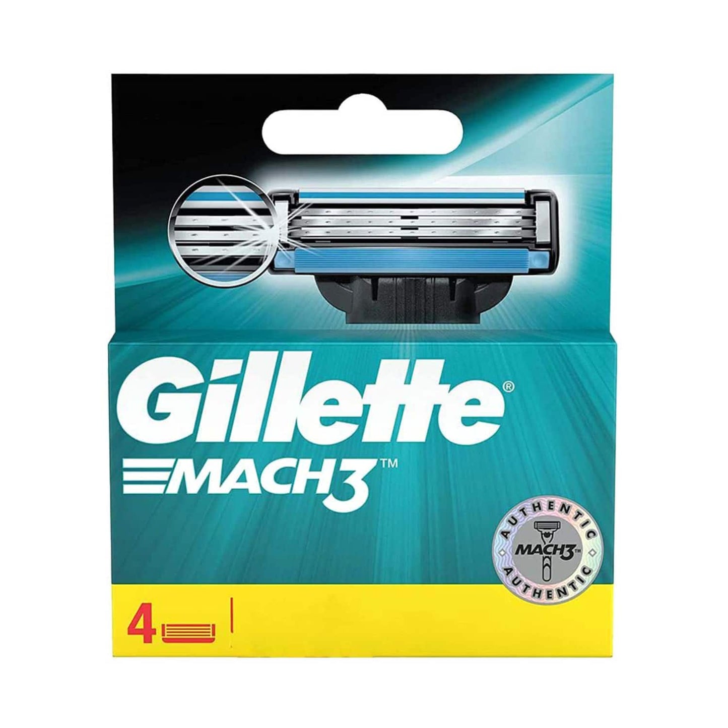 Gillette Mach 3 Bladed Shaving Cartridges Razor (4Pcs)