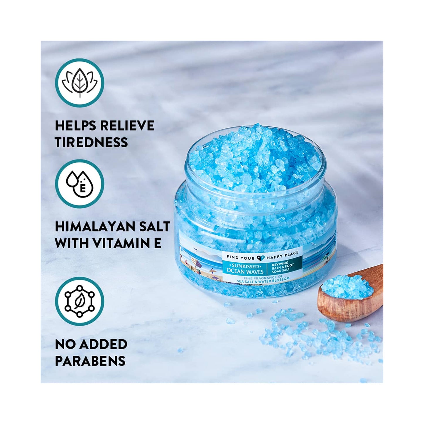 Find Your Happy Place Sunkissed Ocean Waves Bath & Foot Soak Salt (250g)