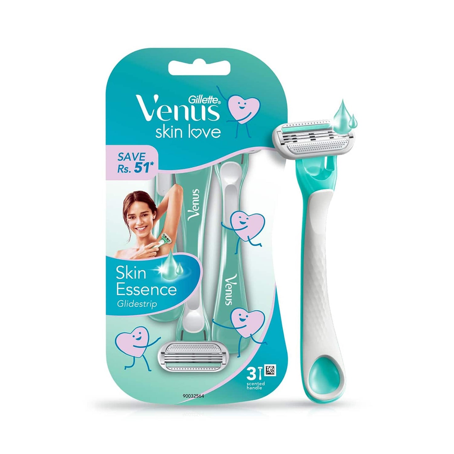 Gillette Women's Venus Skin Love with Skin Essence Razor for Hair Removal (3Pcs)