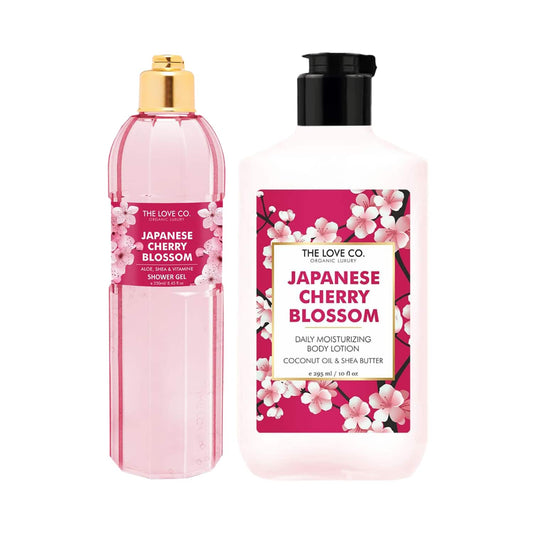 The Love Co. Japanese Cherry Blossom Body Wash + Body Lotion Combo (Pack of 2)