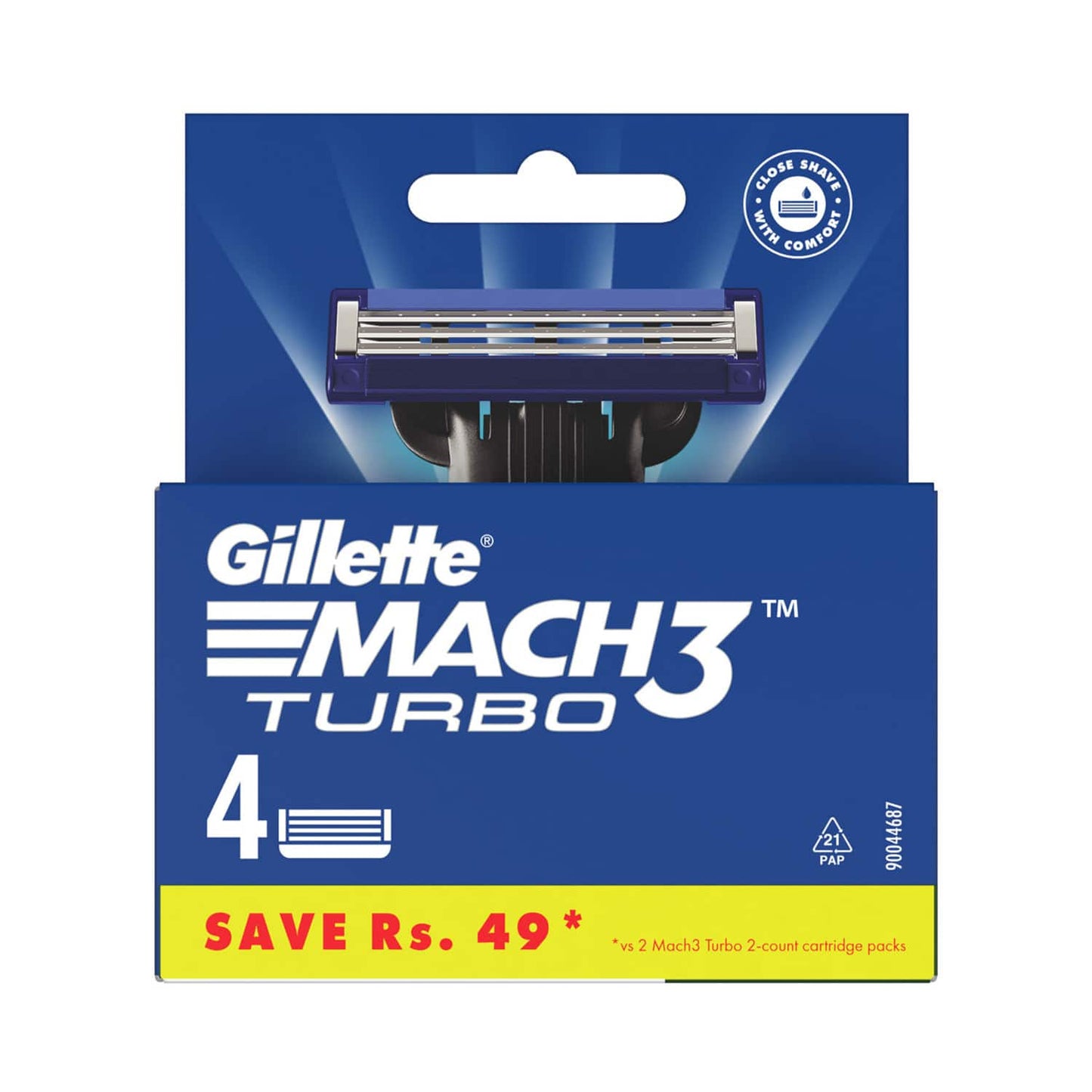 Gillette Mach 3 Turbo Manual Shaving Razor Blades Cartridge - (4Pcs)