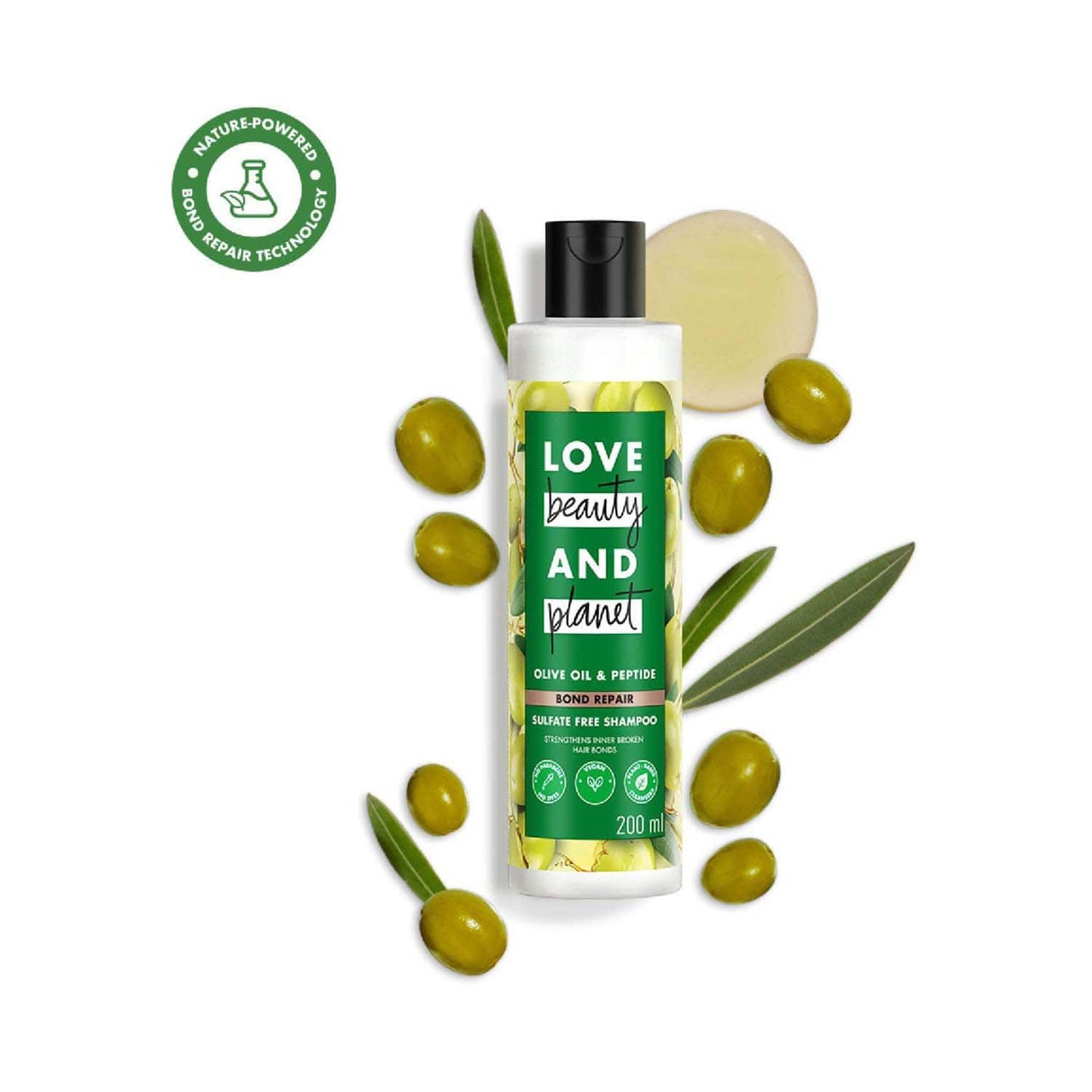 Love Beauty & Planet Bond Repair Shampoo with Olive Oil & Peptide for Damaged Hair (200 ml)