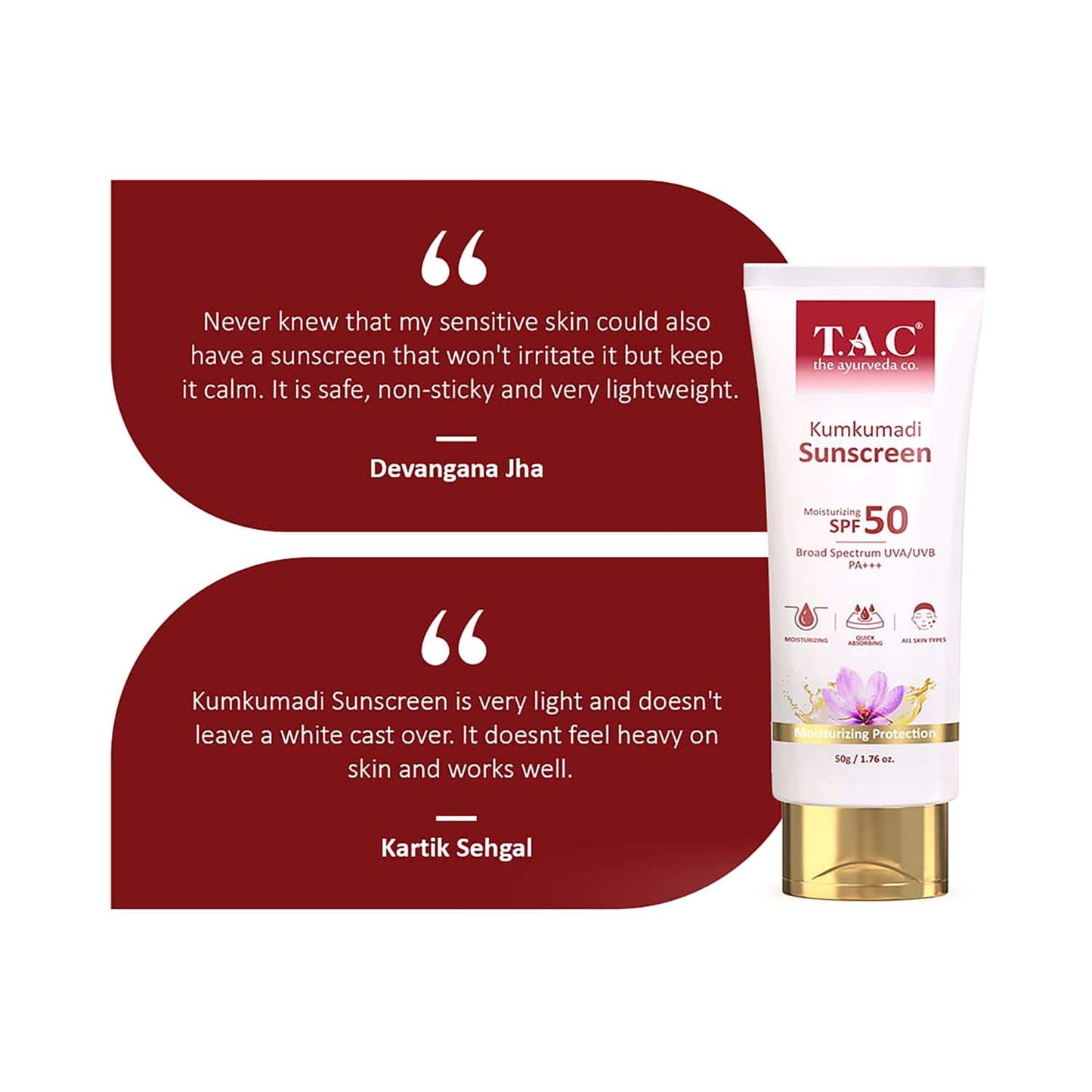 TAC - The Ayurveda Co. Kumkumadi Sunscreen SPF 50 (50g)