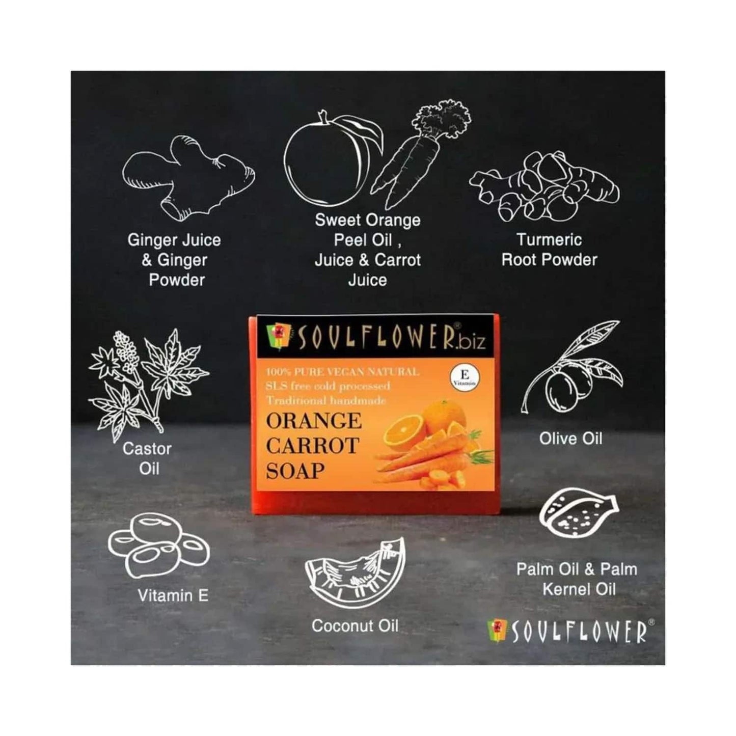 Soulflower Orange Carrot Soap - (150g)