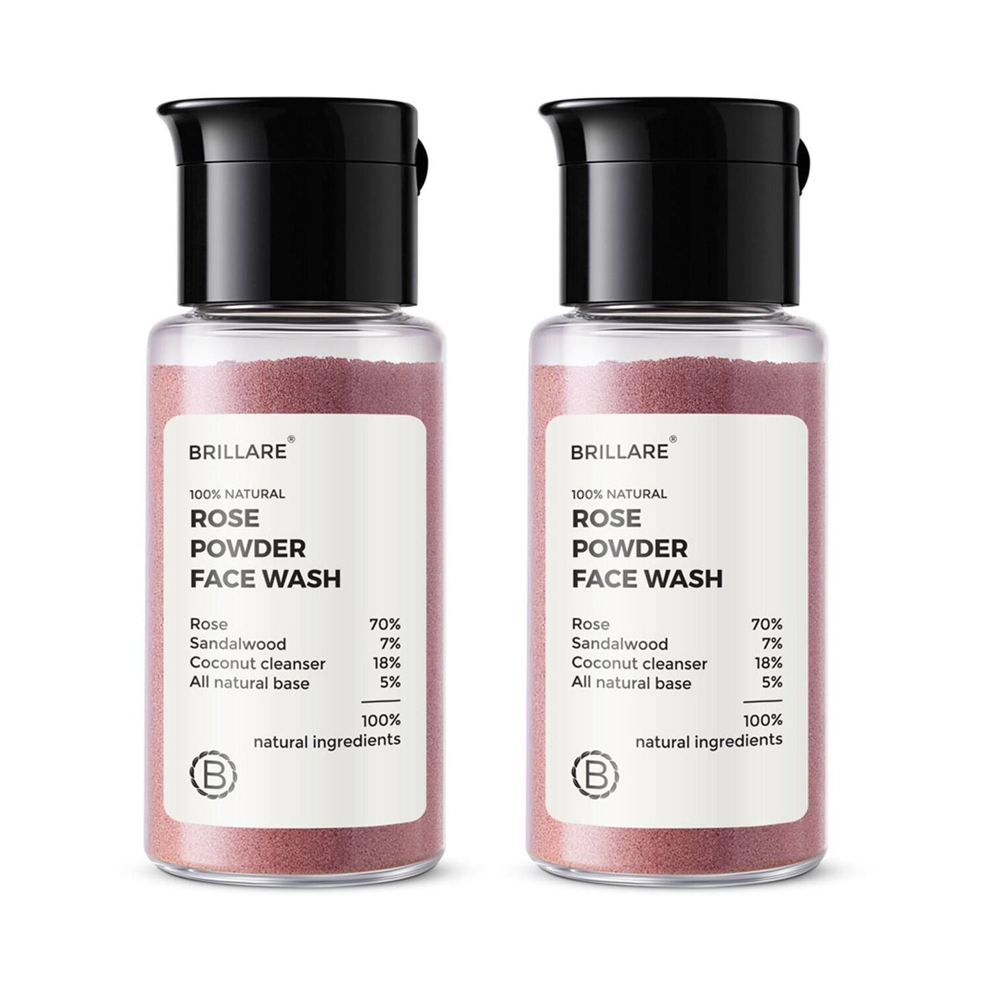 Brillare Rose Powder Face Wash (15g) Combo For Hydrated, Younger Looking Skin