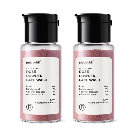 Brillare Rose Powder Face Wash (15g) Combo For Hydrated, Younger Looking Skin