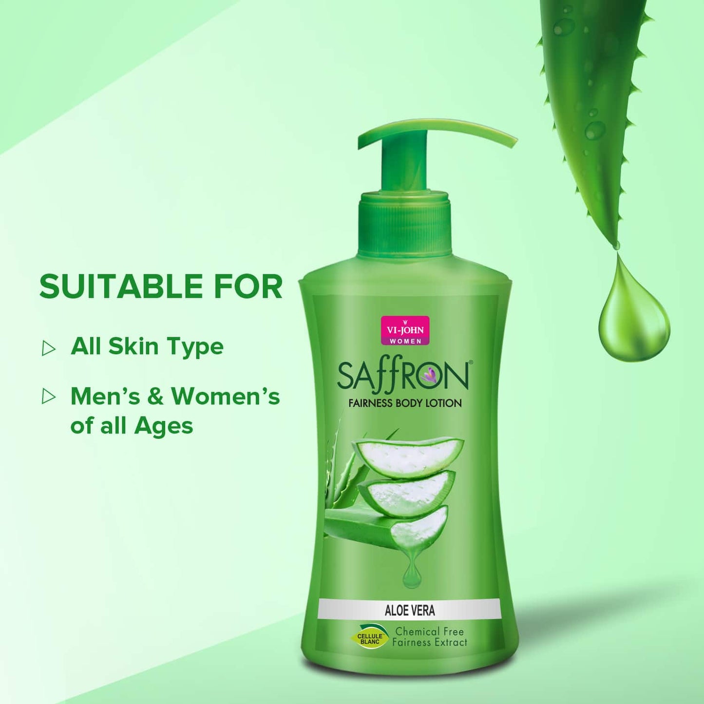 VI-JOHN Aloe Vera Fairness Body Lotion (Pack of 2)