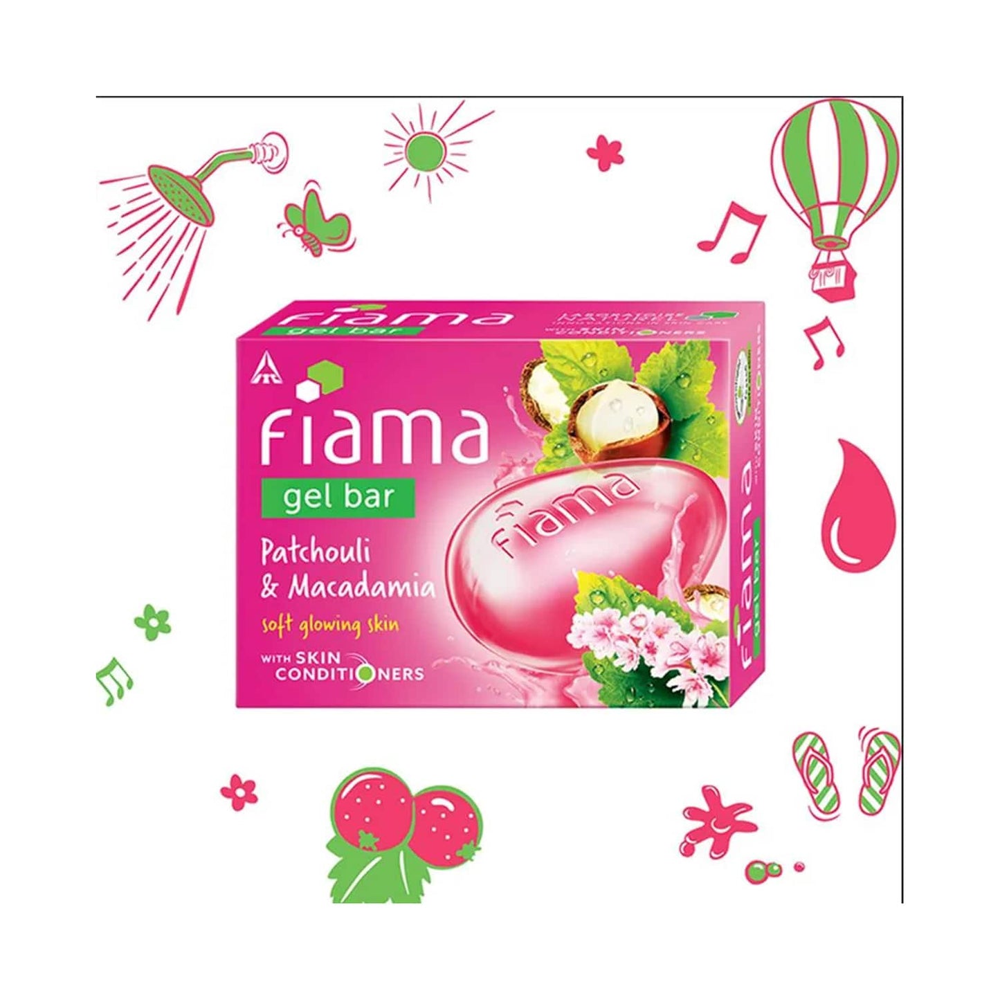 Fiama Patchouli & Macadamia Soft Glowing Skin Gel Bar With Skin Conditioners (125g)