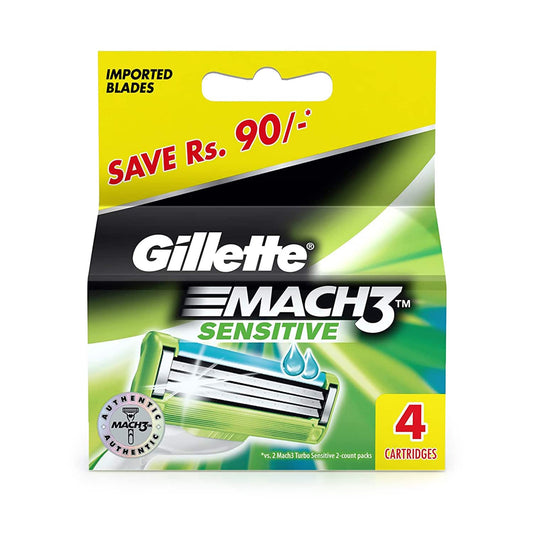 Gillette Mach 3 Sensitive Manual Shaving Razor Blades Cartridge (4Pcs)