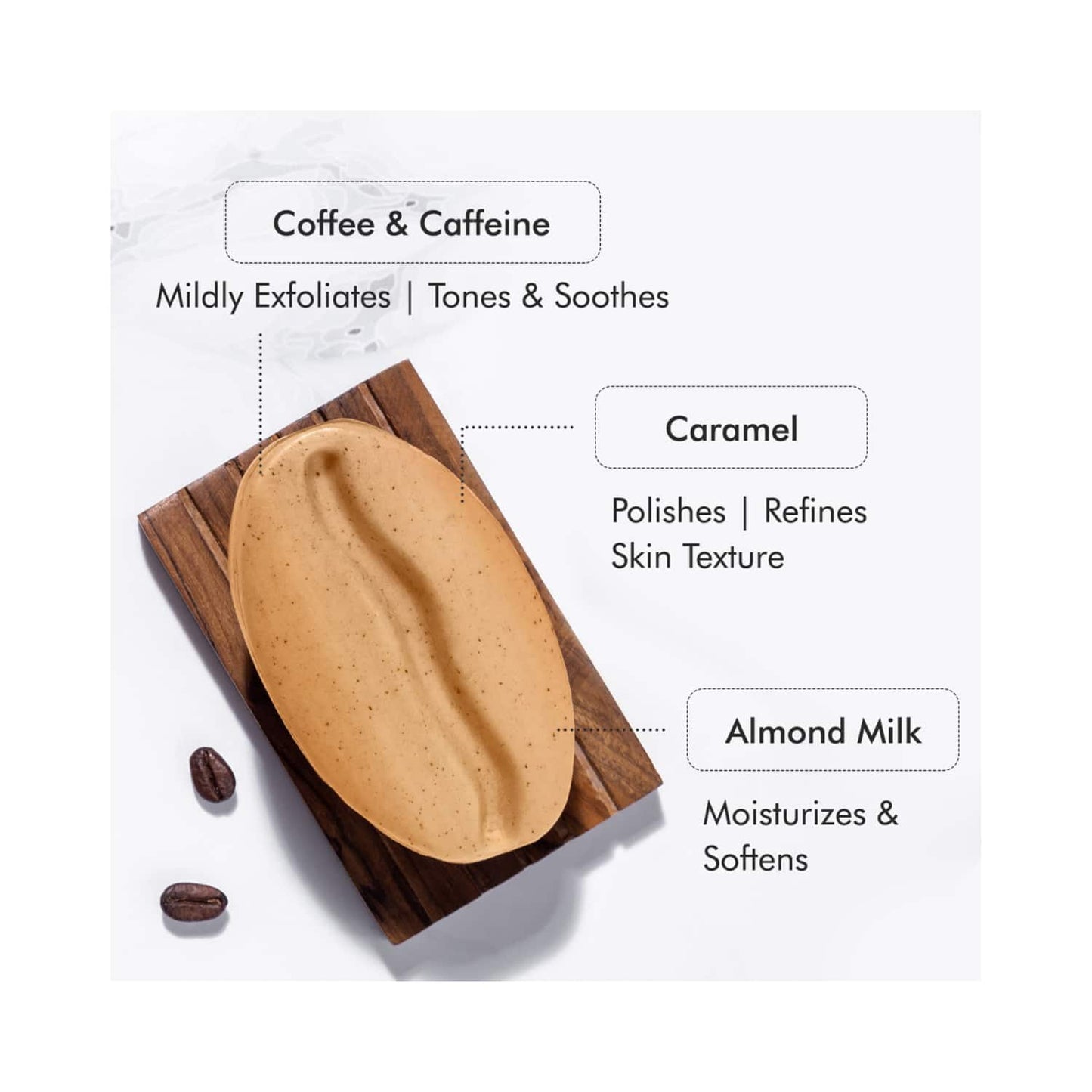 mCaffeine Exfoliating Coffee Bath Soap with Caramel & Almond Milk (75g)