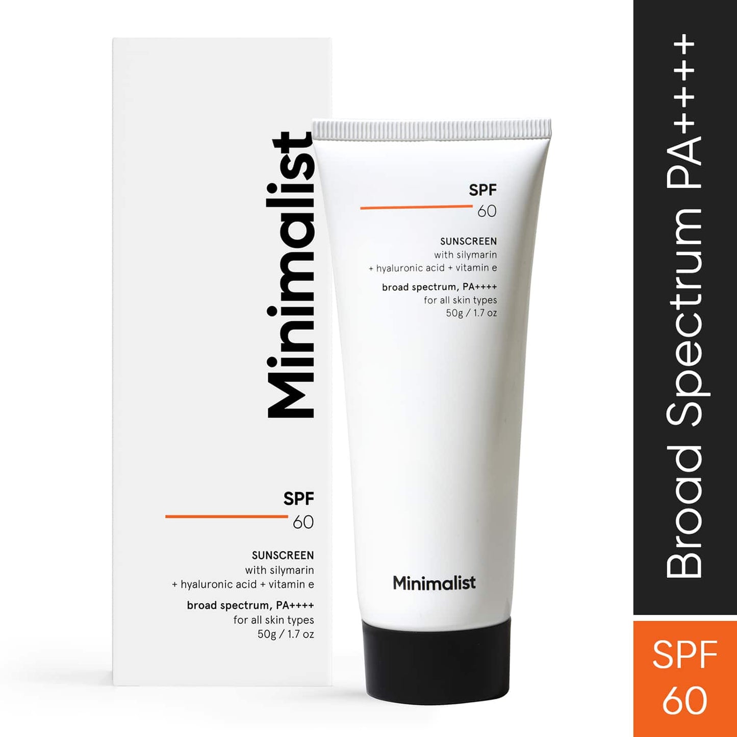 Minimalist SPF 60 PA ++++ Sunscreen With Antioxidant Silymarin,Senstive Skin,Acne & Pregnancy Safe (50g)