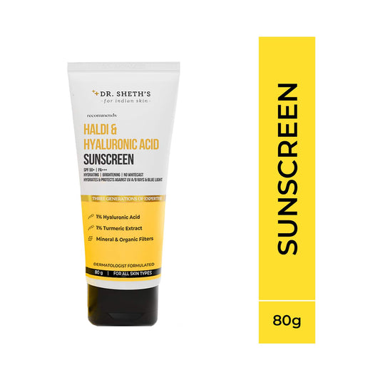 Dr. Sheth's Haldi & Hyaluronic Acid Sunscreen 50+ PA+++ (80g)