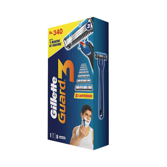 Gillette Guard 3 Single Razor with 8 Blades Pack (1Pc)