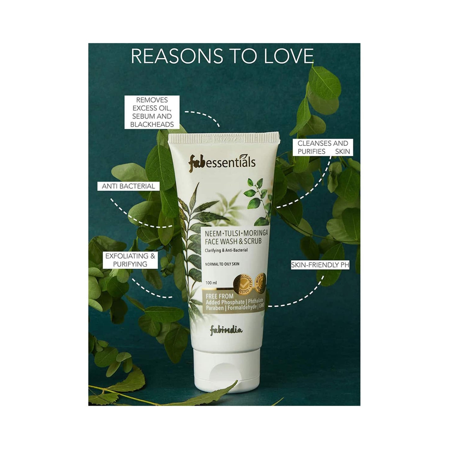 Fabessentials by Fabindia Neem Tulsi And Moringa Facewash & Scrub (100ml)