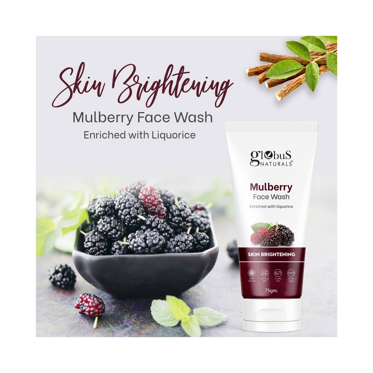 Globus Naturals Mulberry Fairness Face Wash (2 Pcs)