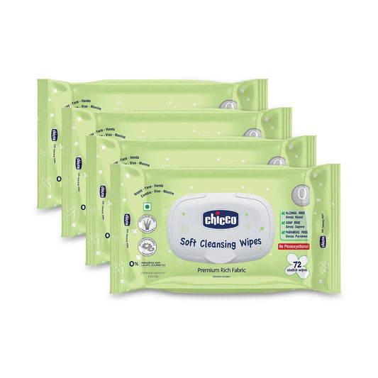 Chicco Baby Soft Cleansing Wipes 72 Pack of 4 Combo