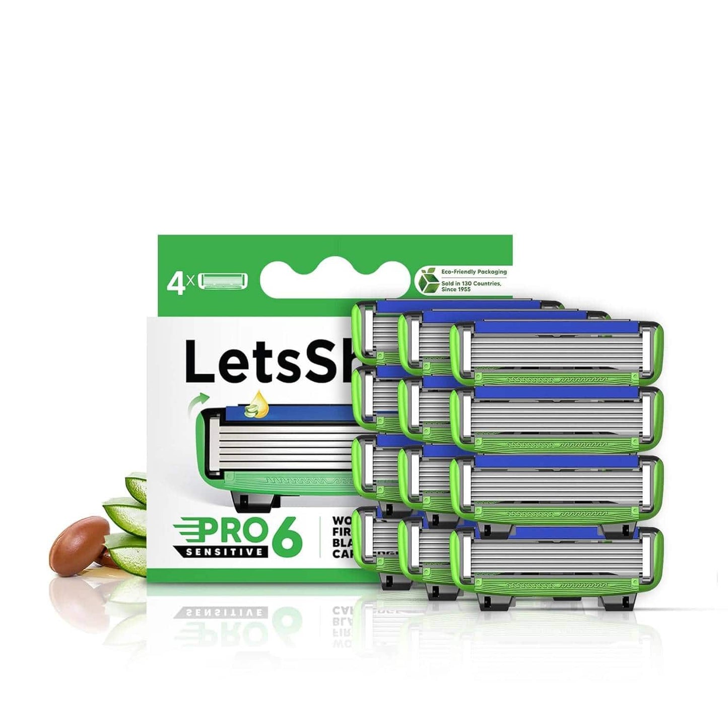 LetsShave Pro 6 Sensitive Razor Blades Set - Green (12Pcs)