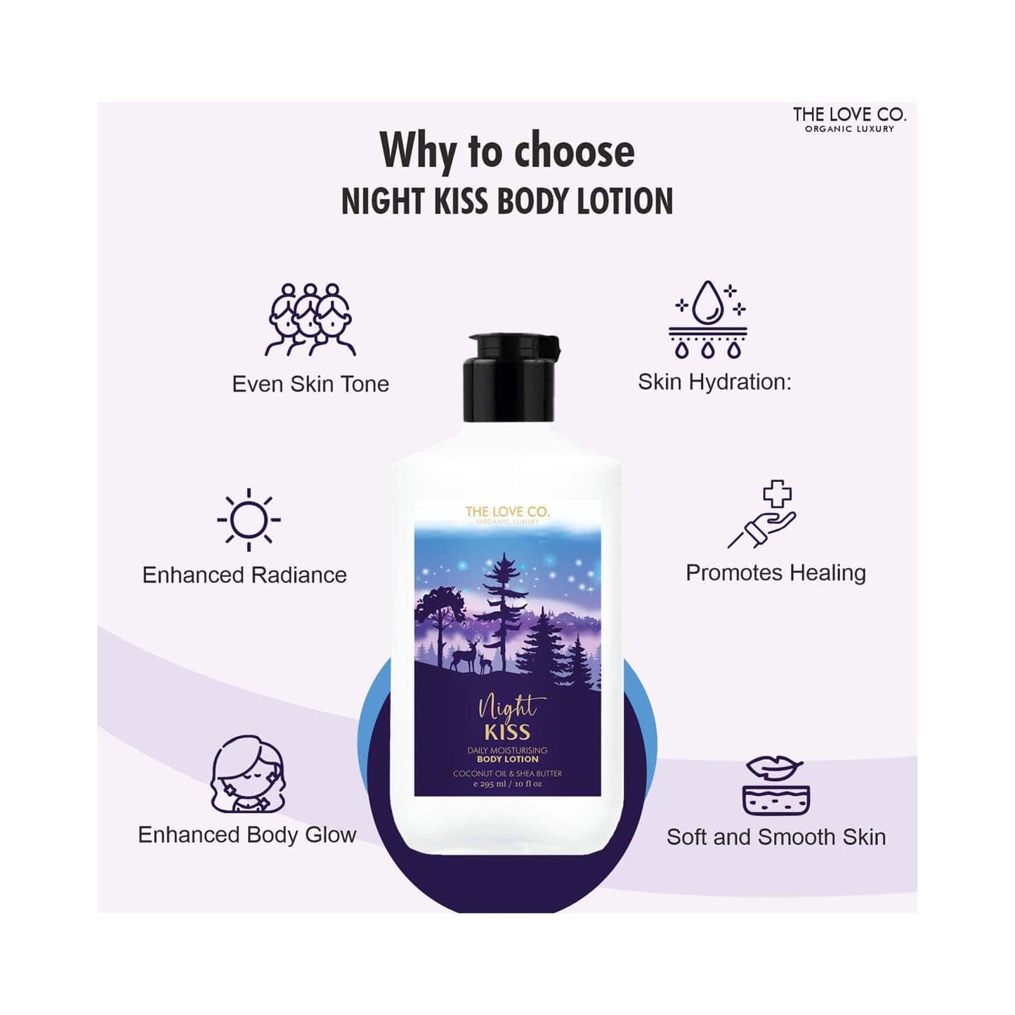 THE LOVE CO. Night Kiss Body Lotion Daily Skin Moisture (295ml)