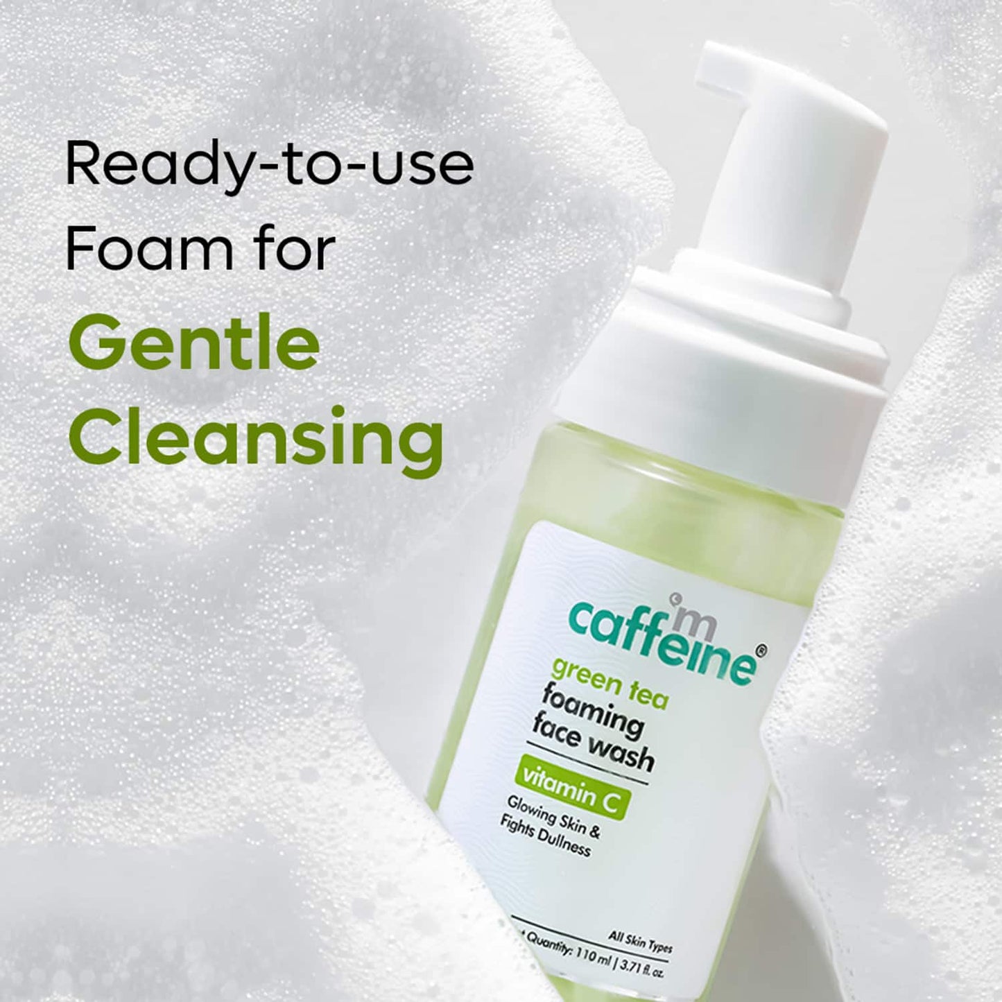 mCaffeine Green Tea Foaming Face Wash with Vitamin C (110ml)