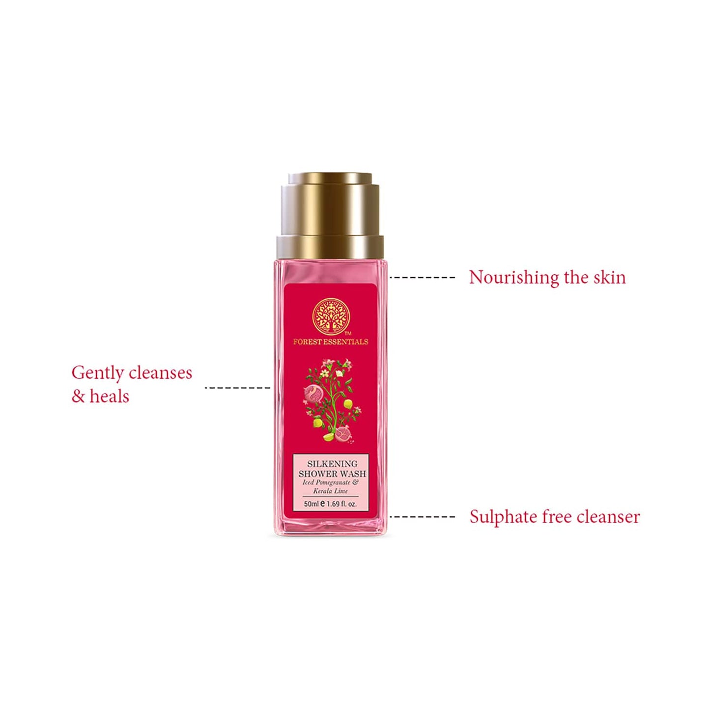 Forest Essentials Iced Pomegranate & Kerala Lime Silkening Shower Wash (50ml)