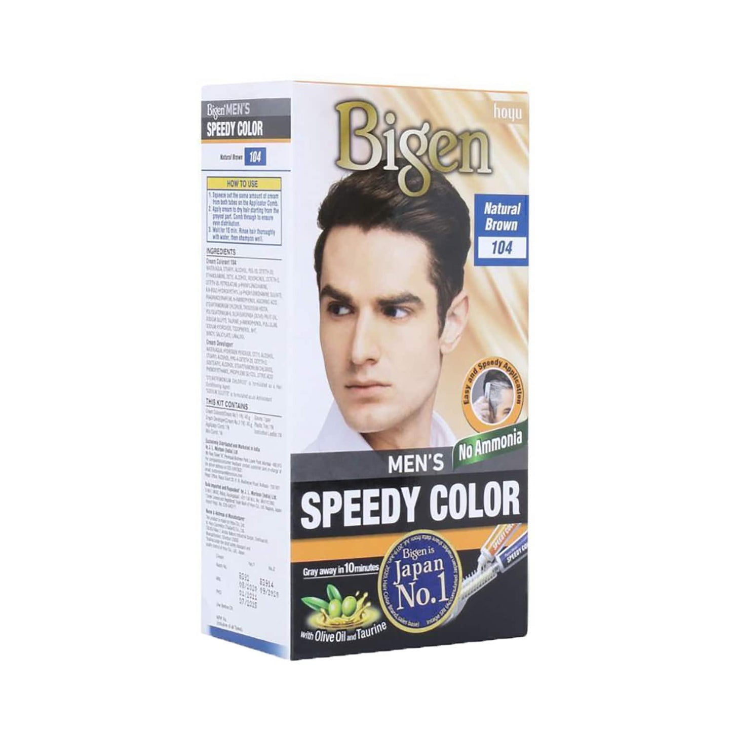 Bigen Men's Speedy Hair Color - 104 Natural Brown (80g)