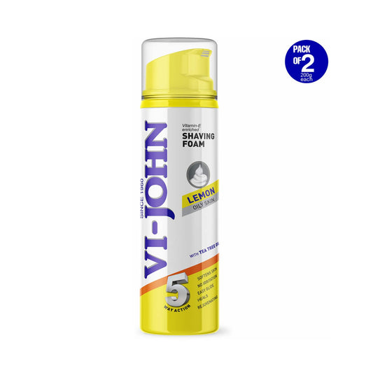 VI-JOHN Classic Lemon 5 Way Action Shaving Foam (Pack of 2)