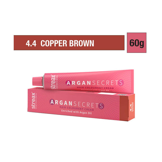 Streax Professional Argan Secrets Hair Colorant Cream - 4.4 Copper Brown (60g)