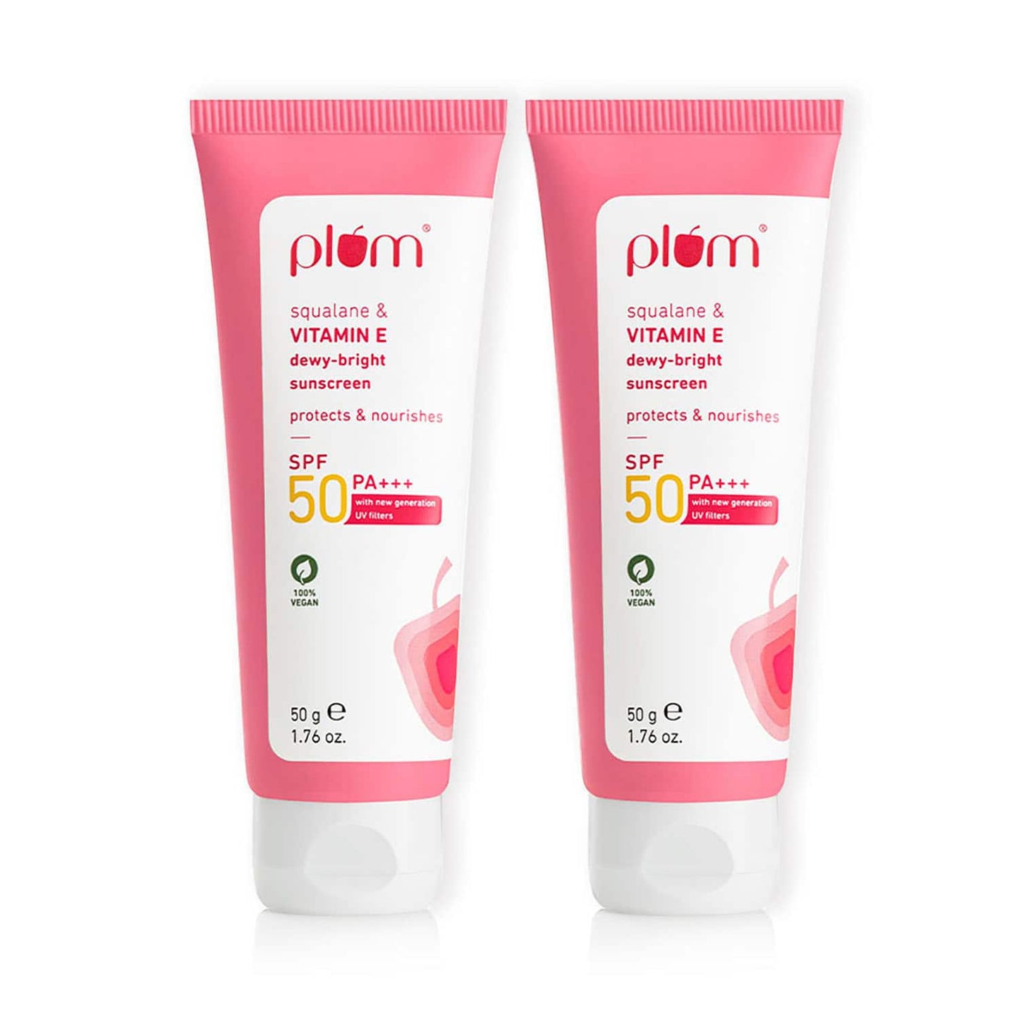 Plum Squalane and Vitamin E Dewy-Bright Sunscreen SPF 50 for All Skin Type (50 g) (Pack of 2) Combo