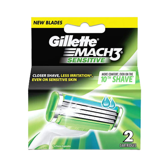 Gillette Mach 3 Sensitive Manual Shaving Razor Blades Cartridge (2Pcs)