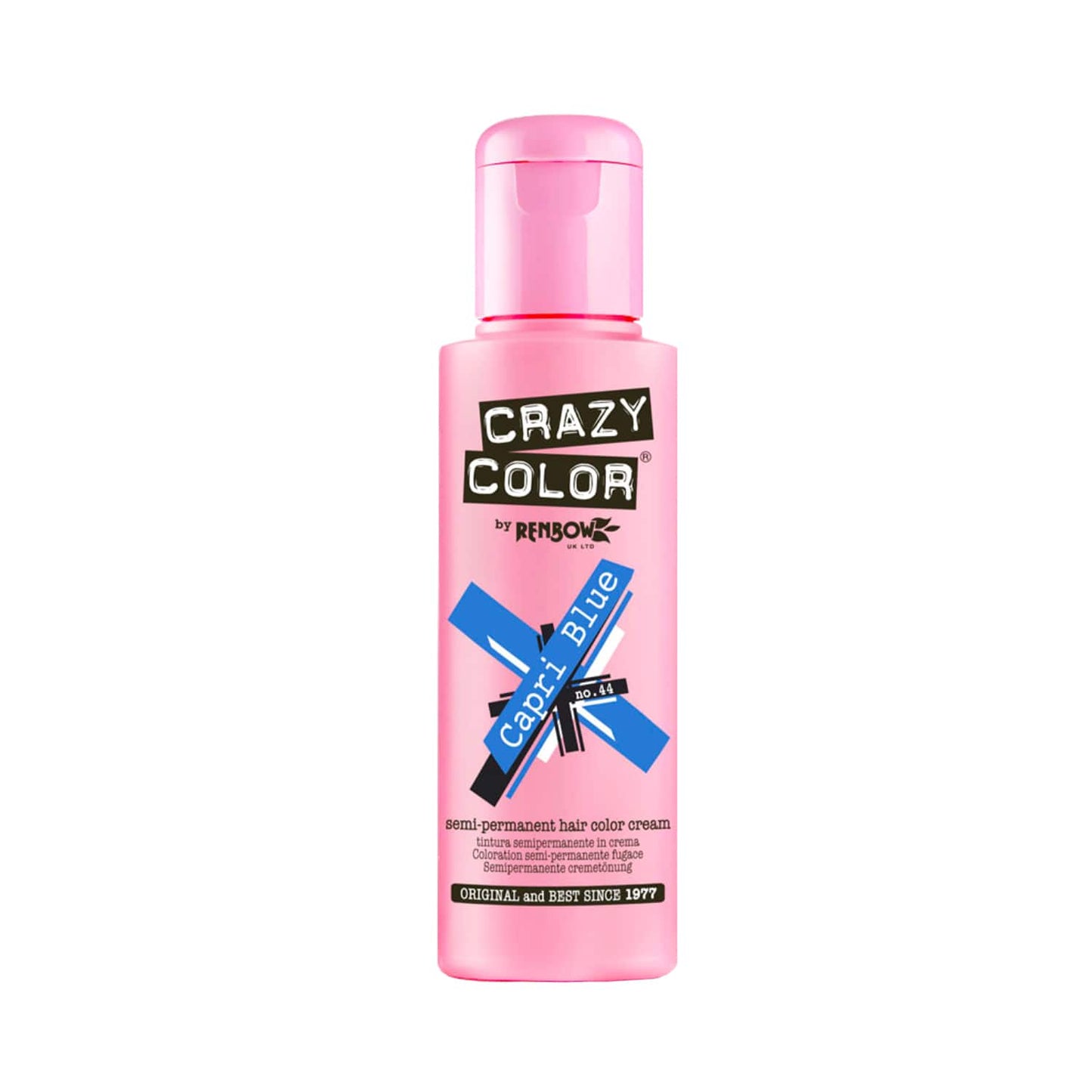 Crazy Color Semi Permanent Hair Color Cream - 44 Capri Blue (100ml)